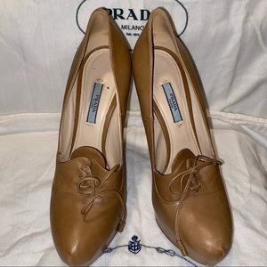 Prada Nude Laceup Heels
